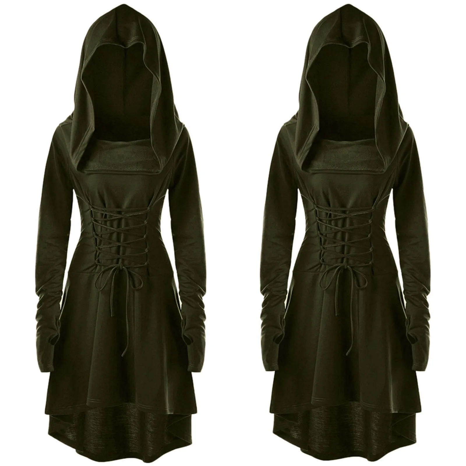 Medieval Renaissance Dress Women - Средневековый женский костюм Арчера с капюшоном,