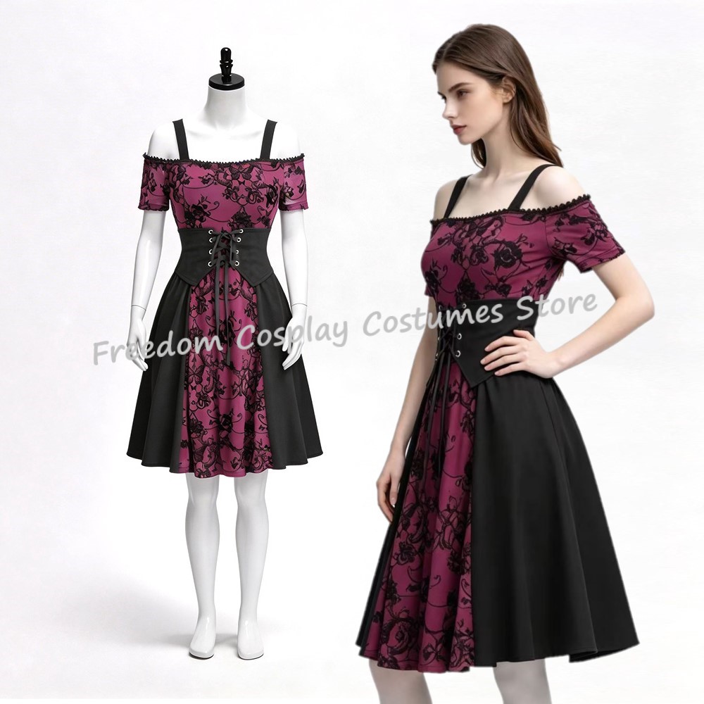 Medieval Renaissance Dress Women - Женское средневековое готическое панк-платье-майка с темным
