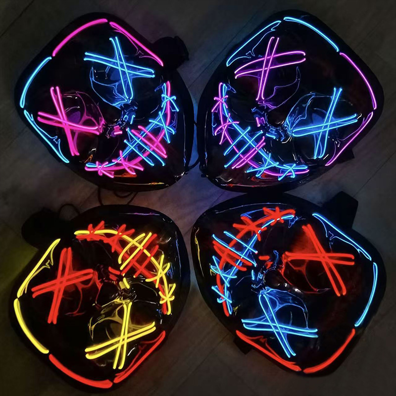 Led Purge Mask Halloween - Беспроводные светящиеся LED-маски «Чистка» для Хэллоуина,