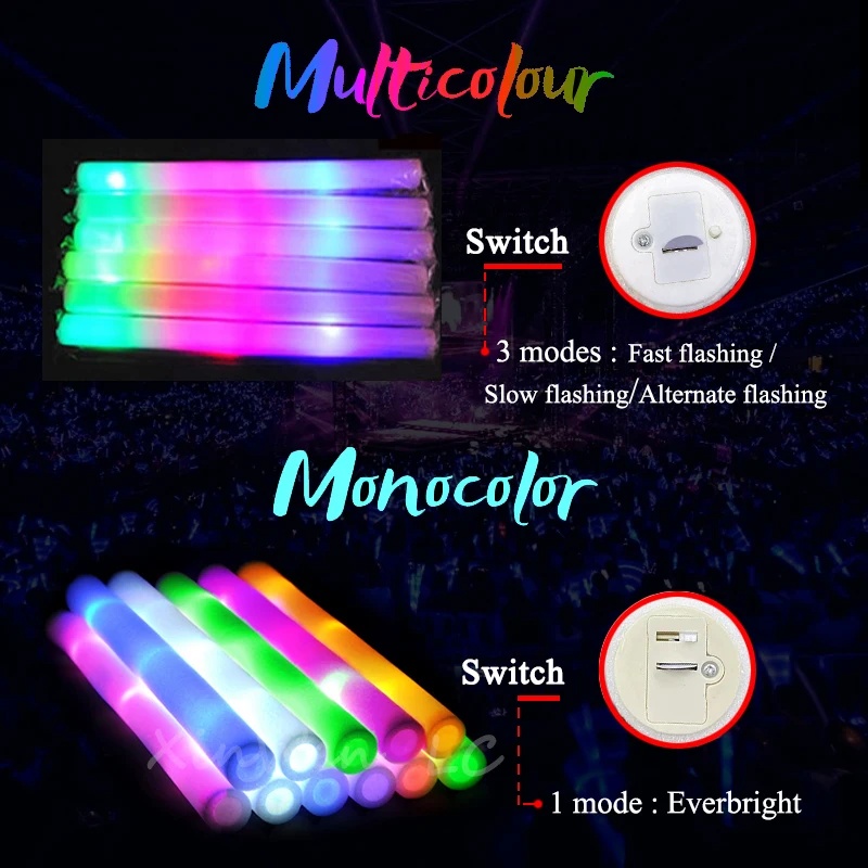 1/15/30 шт. разноцветных мигаю – обзор и цена Flashing Led Foam Sticks Party